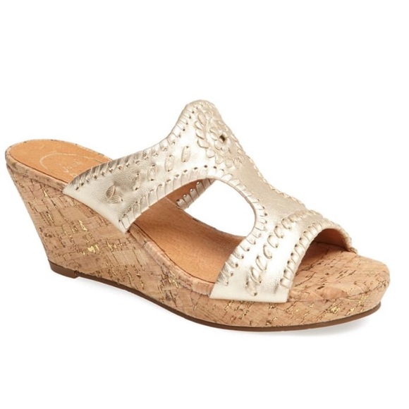 Jack Rogers Emilia Cork Wedge Sandal Matte Gold - Picture 2 of 16
